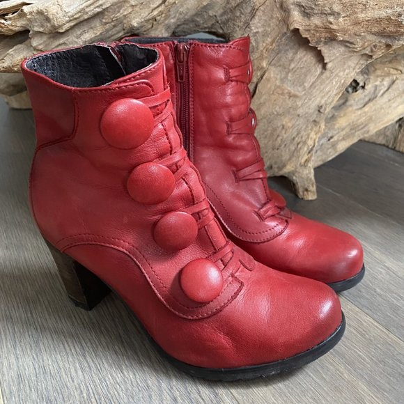 Miz Mooz Shoes - Miz Mooz Red Ankle Boot Barcelona Collection Size 7 (37.5)
